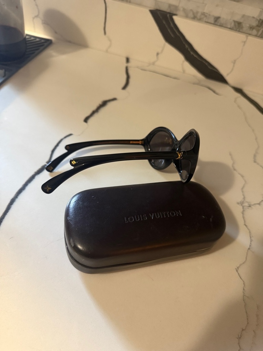 Louis Vuitton Black Cat-Eye Sunglasses with Gold LV Details
